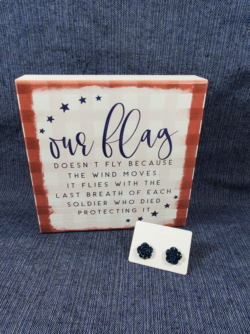 Patriotic Rose Stud Earrings