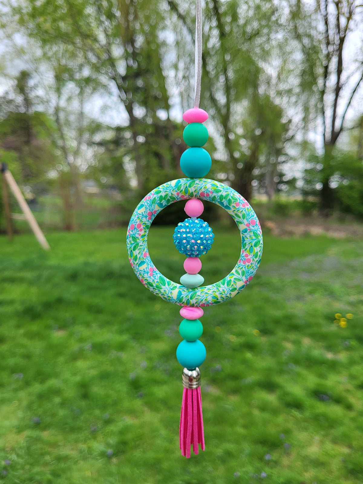 Nature-Inspired Beaded Car Charm Rings