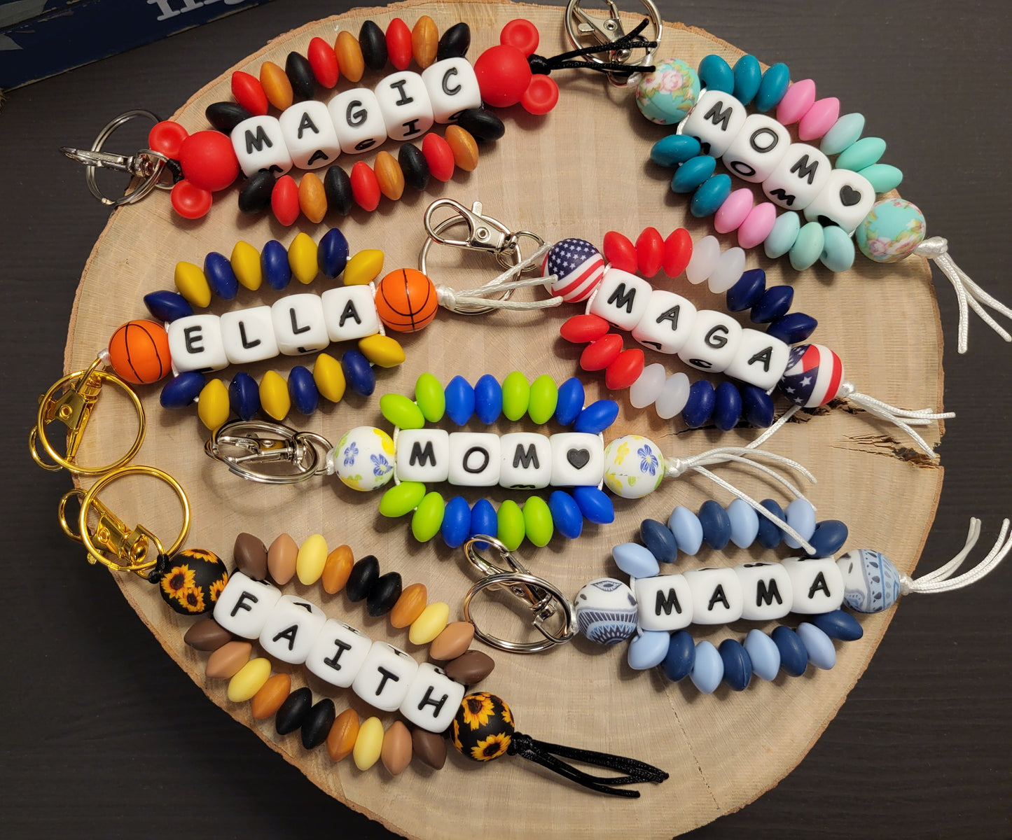 Beaded Word Wrap Keychains