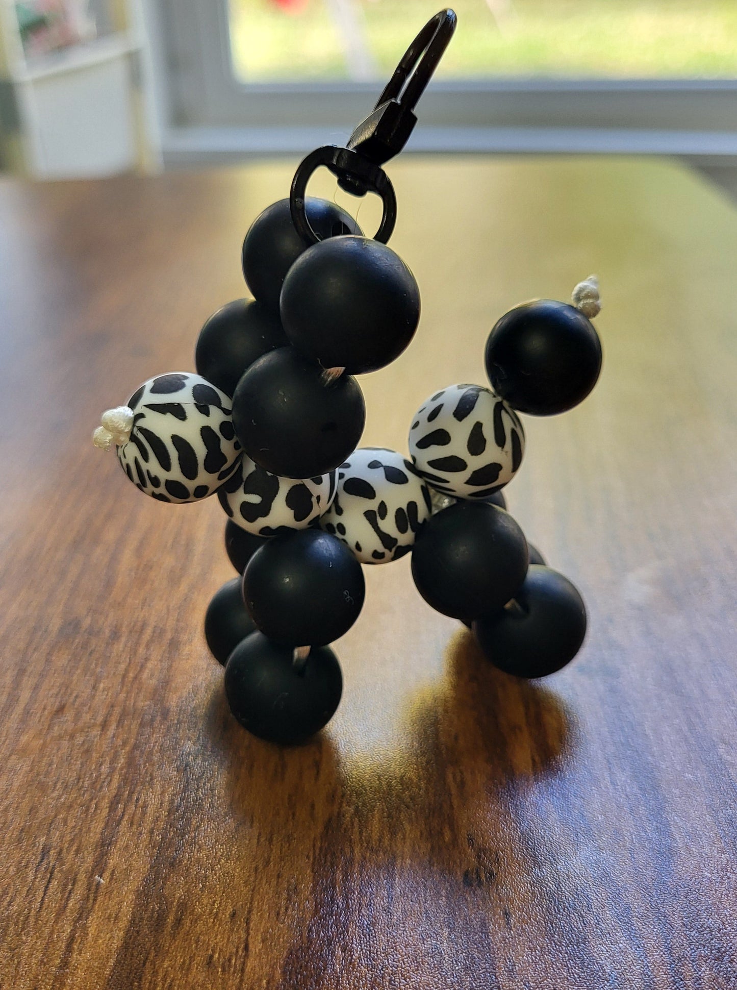 Black Spotted Beaded Balloon Dog Clip