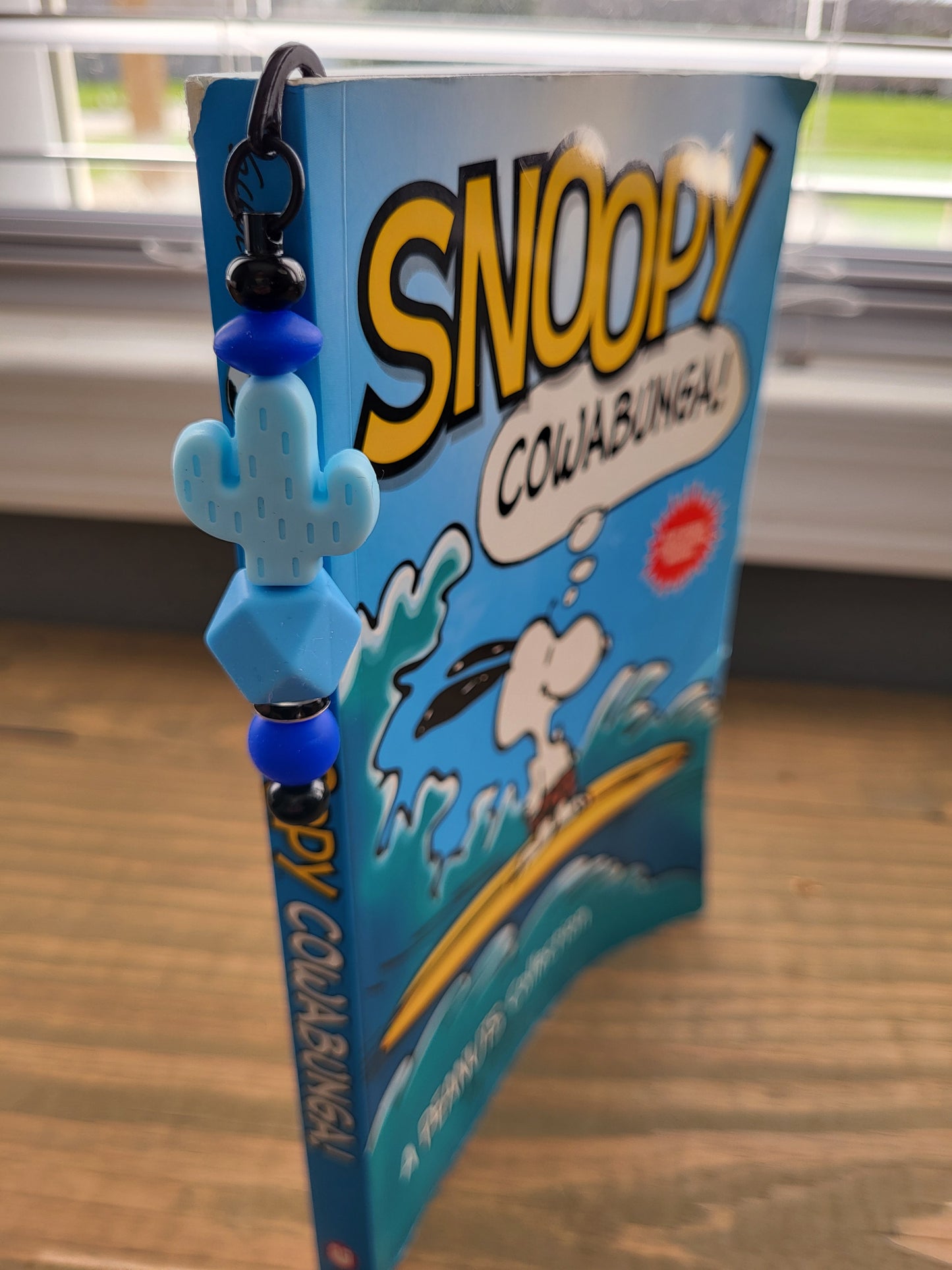 Blue Cactus Beaded Bookmark