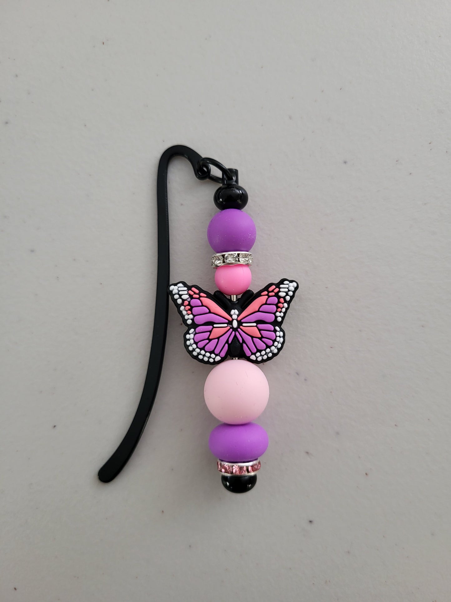 Pink & Purple Butterfly Beaded Bookmark