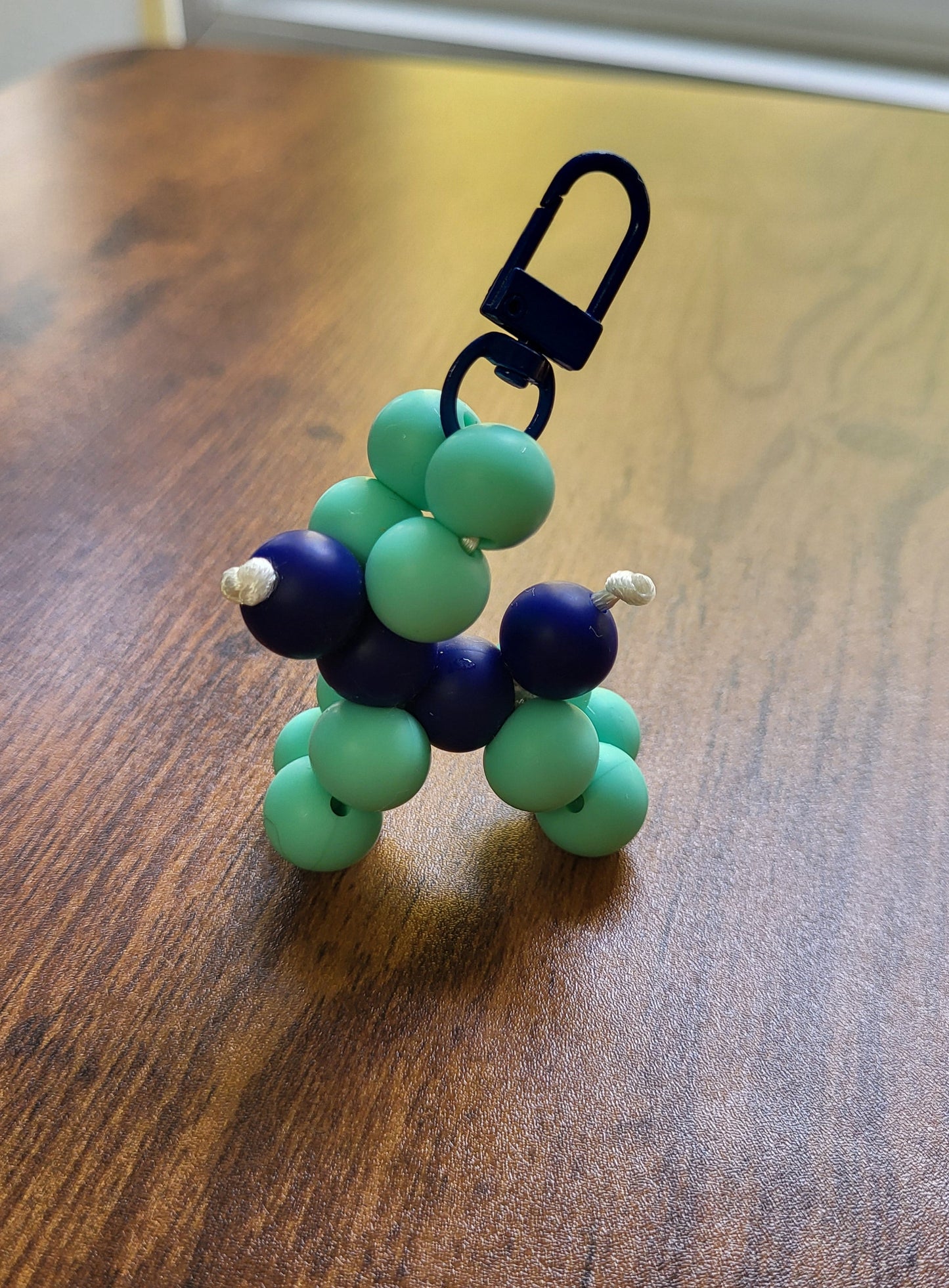 Aqua & Navy Beaded Balloon Puppy Clip