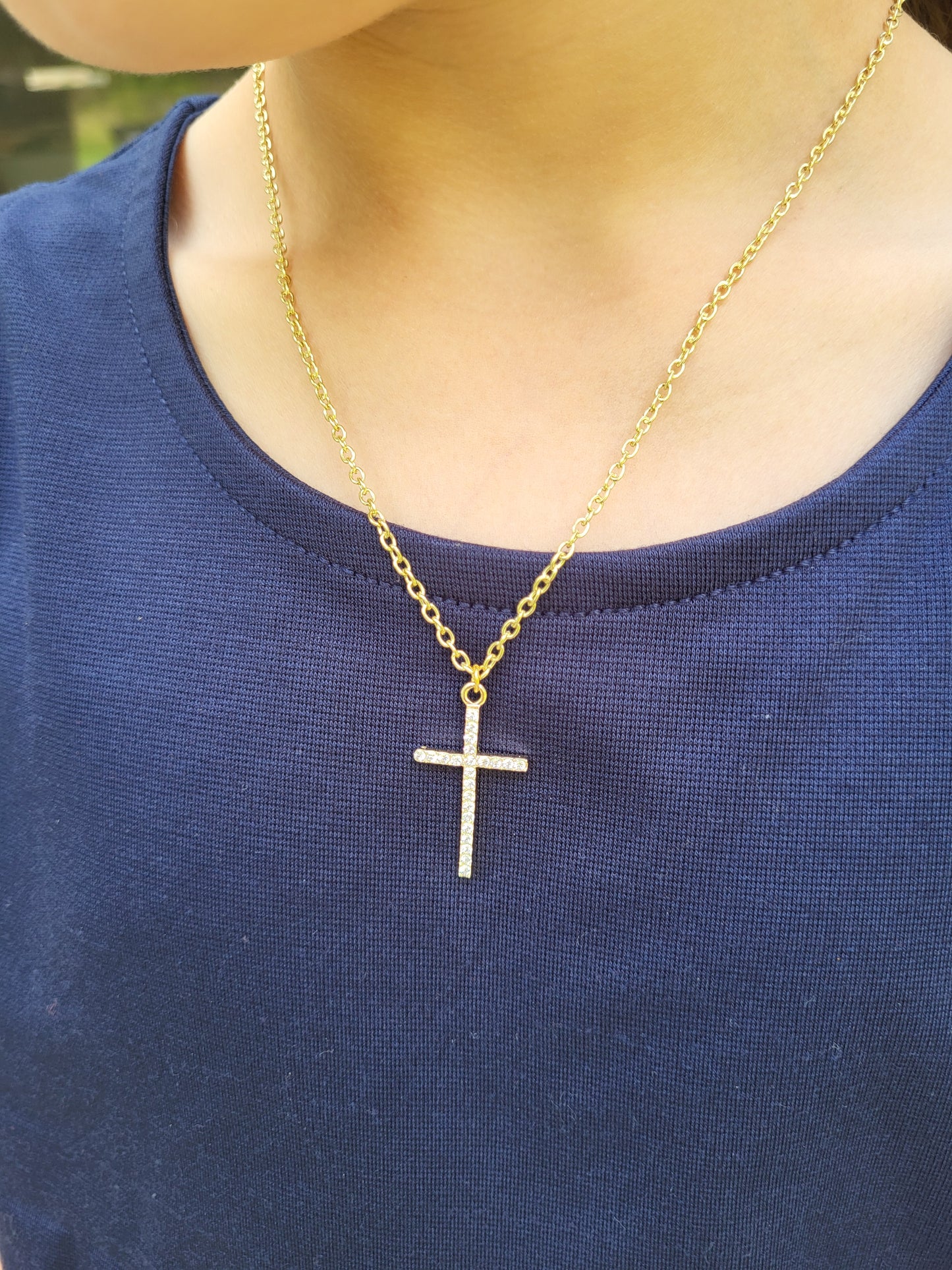 Cross Necklace with Rhinestones