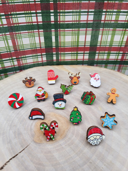 Wooden Christmas Studs