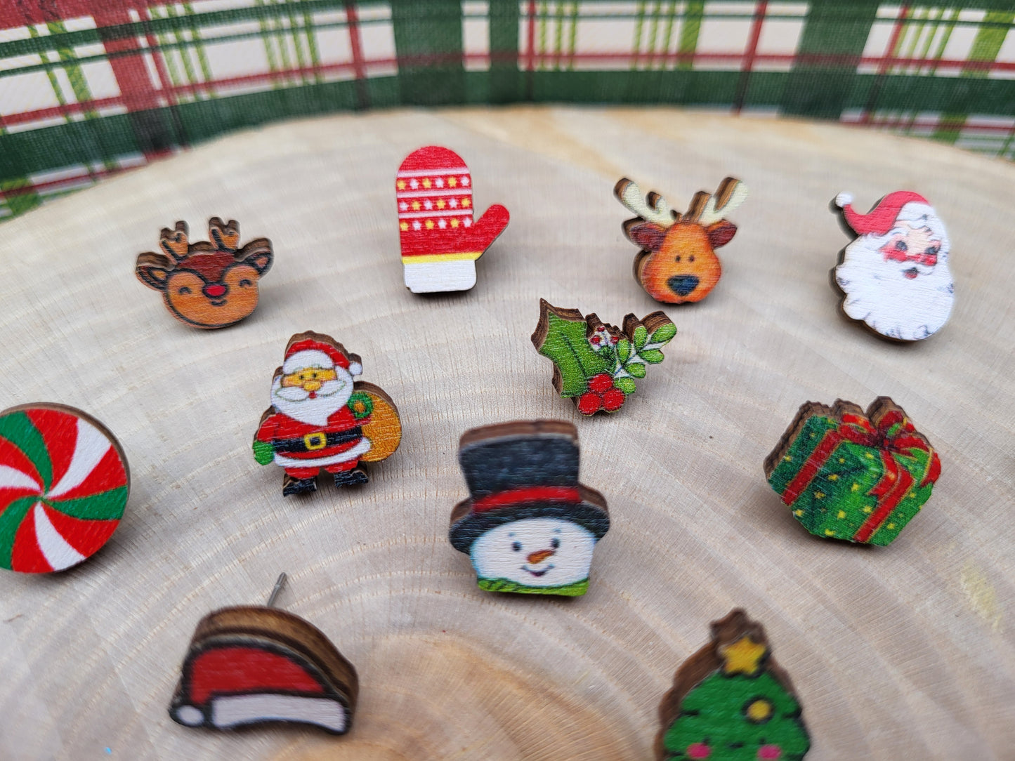 Wooden Christmas Studs