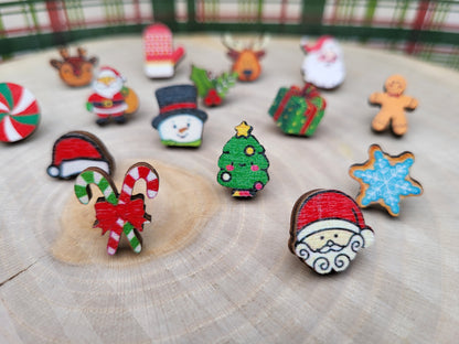 Wooden Christmas Studs