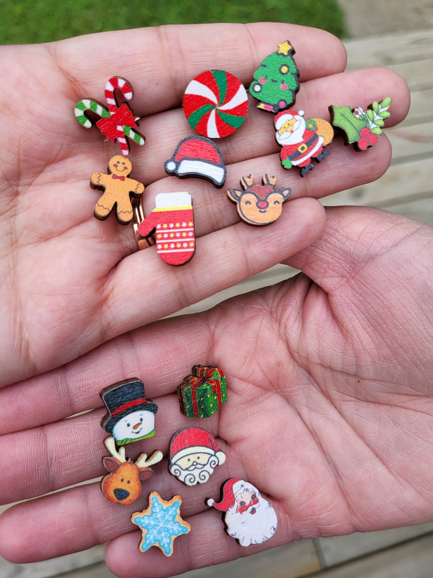 Wooden Christmas Studs