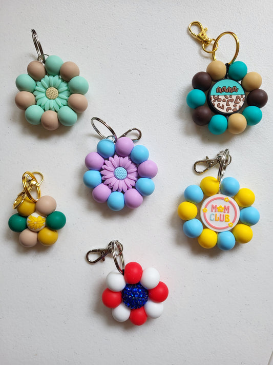 Silicone Daisy Keychain