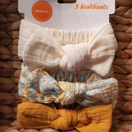 3-Piece Knotted Bow Baby Headband Set