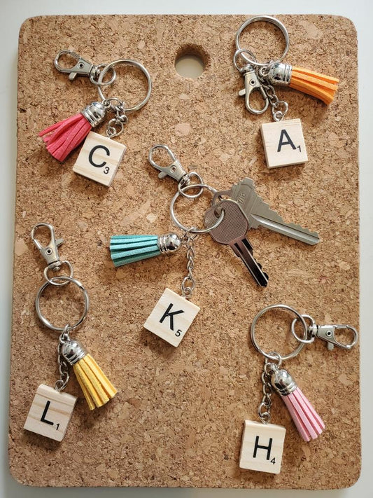 Personalized Letter Tile Keychain