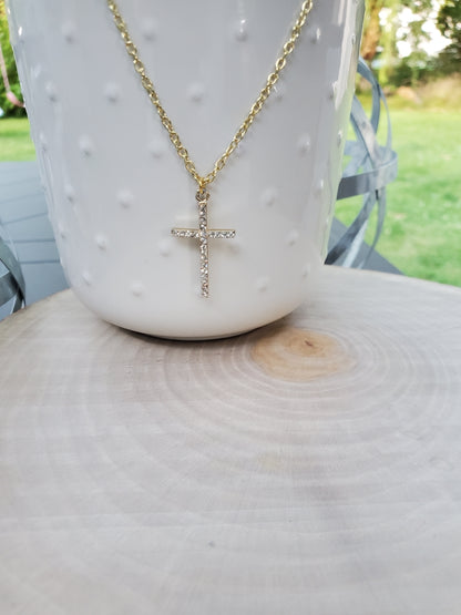 Cross Necklace with Rhinestones