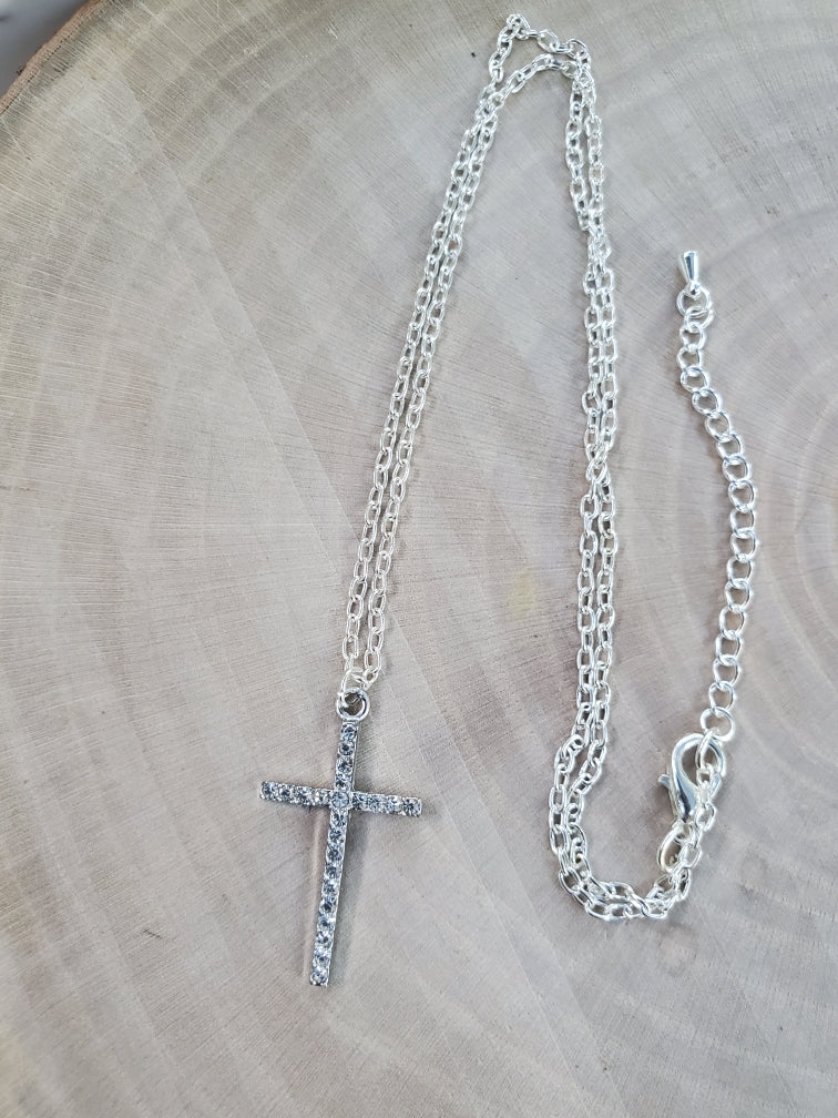 Cross Necklace with Rhinestones