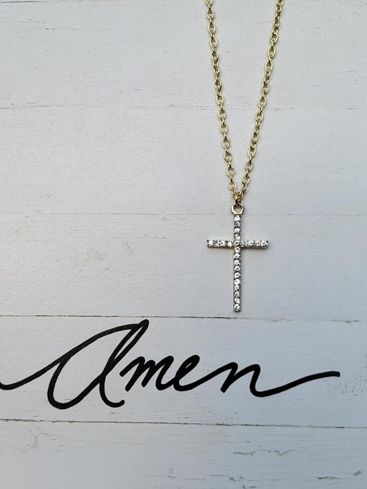 Cross Necklace with Rhinestones