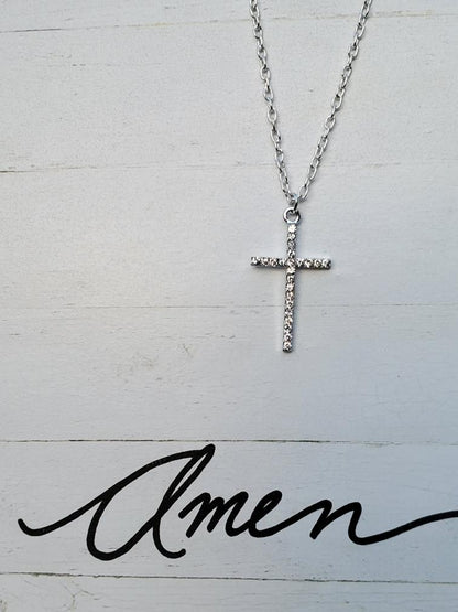 Cross Necklace with Rhinestones