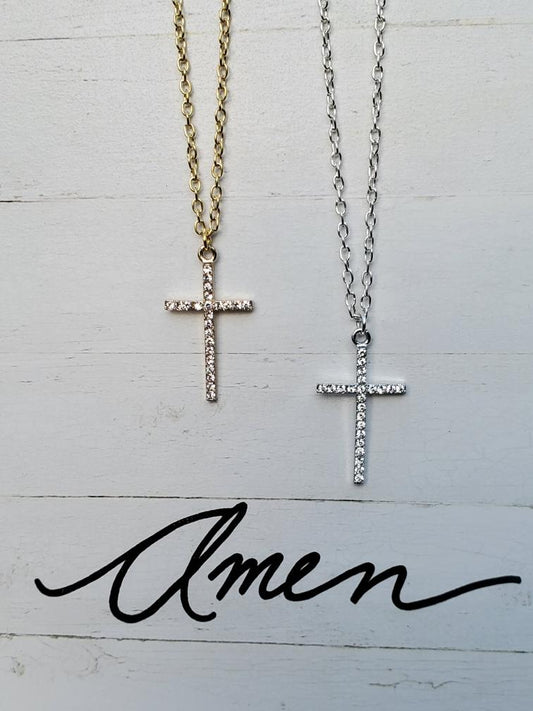 Cross Necklace with Rhinestones