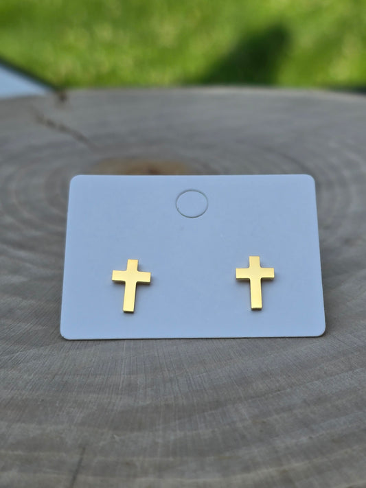 Gold Cross Earrings