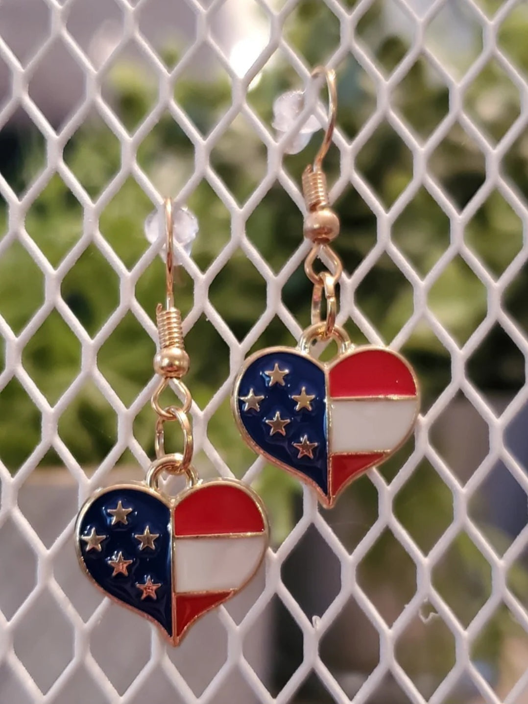 American Flag Heart Gold-Plated Earrings