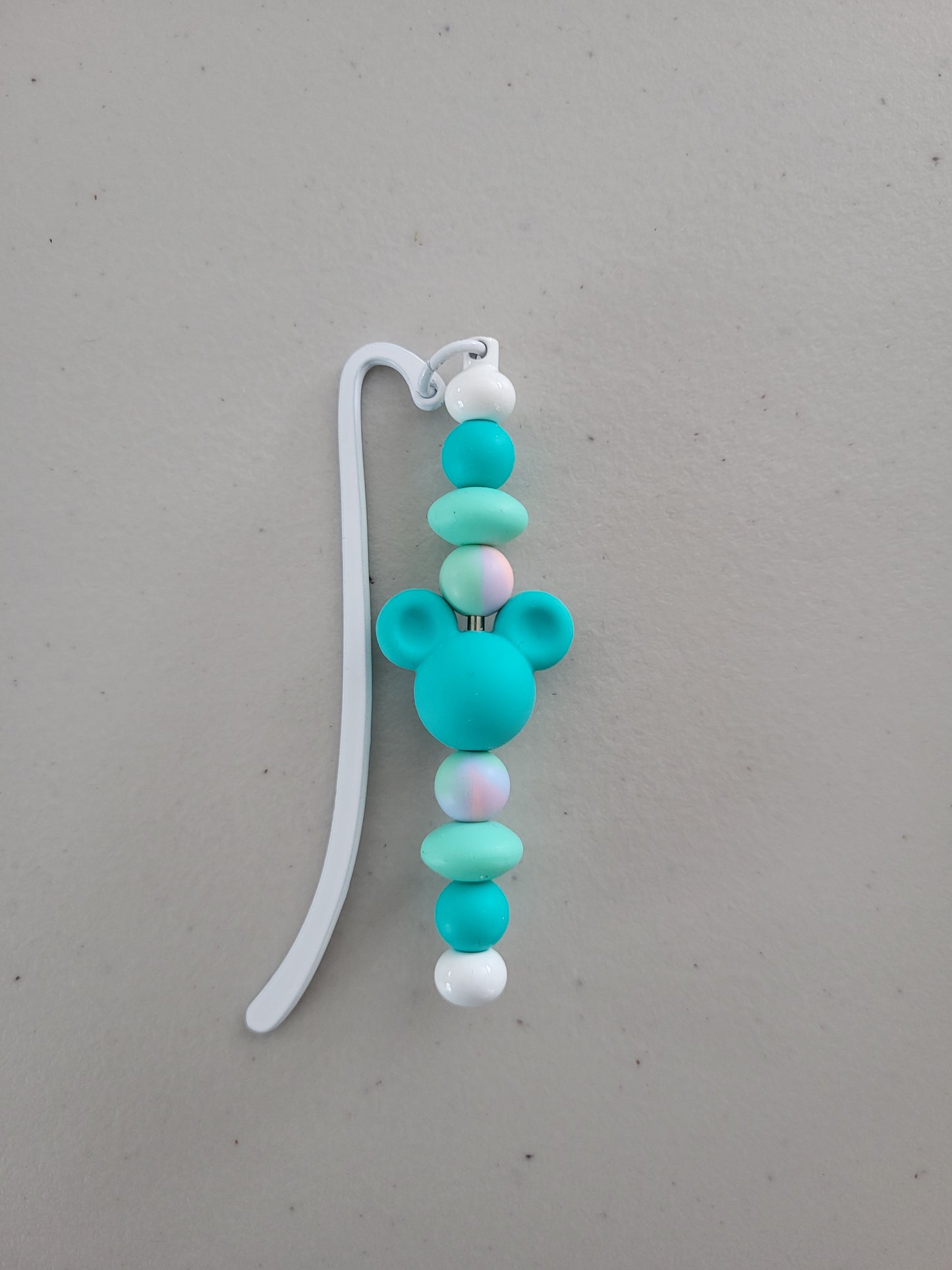 Teal Mickey Mouse Beaded Bookmark
