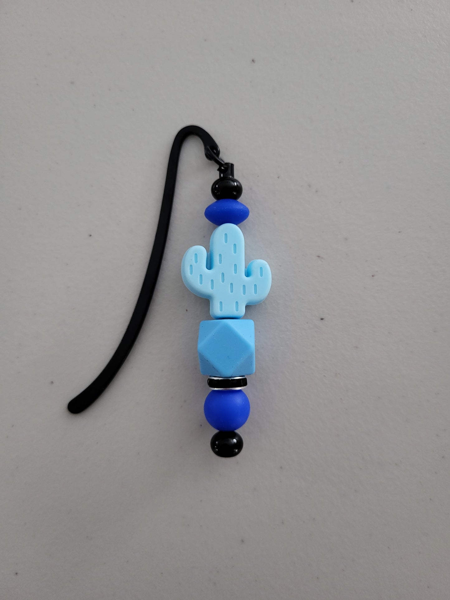 Blue Cactus Beaded Bookmark