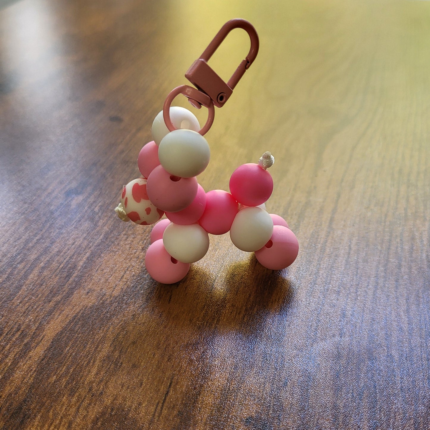Pink Bubblegum Beaded Balloon Puppy Clip